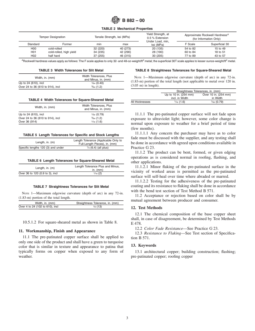 ASTM B882-00 - Specification for Pre-Patinated Copper for Architectural Applications