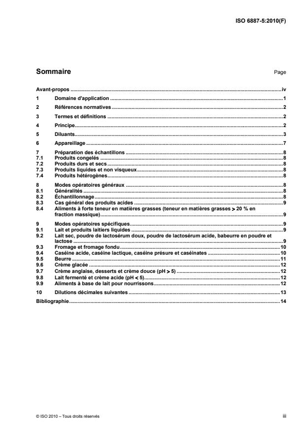 ISO 6887-5:2010 - Microbiologie des aliments -- Préparation des échantillons, de la suspension mere et des dilutions décimales en vue de l'examen microbiologique