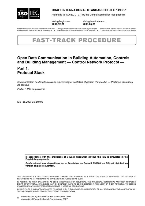 ISO/IEC DIS 14908-1