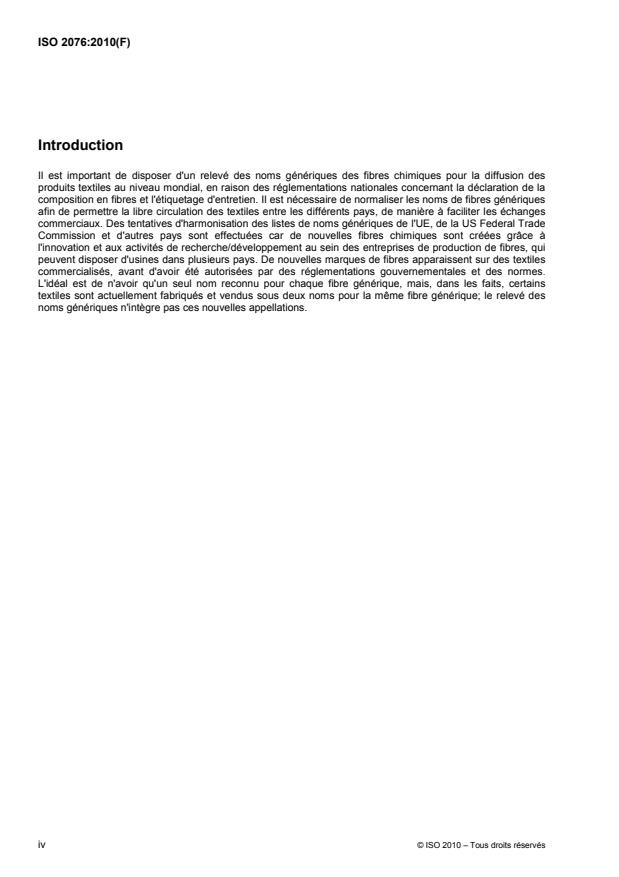 ISO 2076:2010 ISO 2076:2010 - Textiles -- Fibres chimiques -- Noms génériques - Page 4 preview
