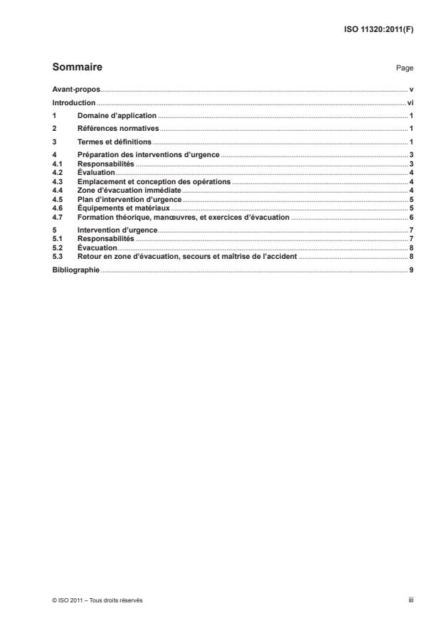 ISO 11320:2011 - Sureté-criticité -- Préparation des interventions et intervention d'urgence