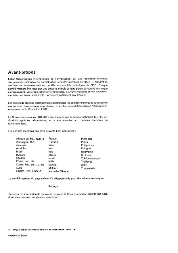 ISO 762:1982 ISO 762:1982 - Produits dérivés des fruits et légumes -- Détermination de la teneur en impuretés minérales d'origine terreuse - Page 2 preview