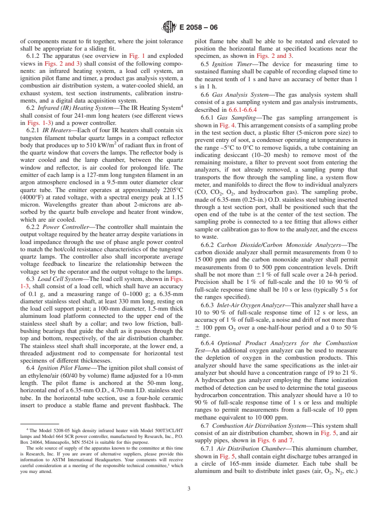 ASTM E2058-06 - Standard Test Methods for Measurement of Synthetic Polymer Material Flammability Using a Fire Propagation Apparatus (FPA)