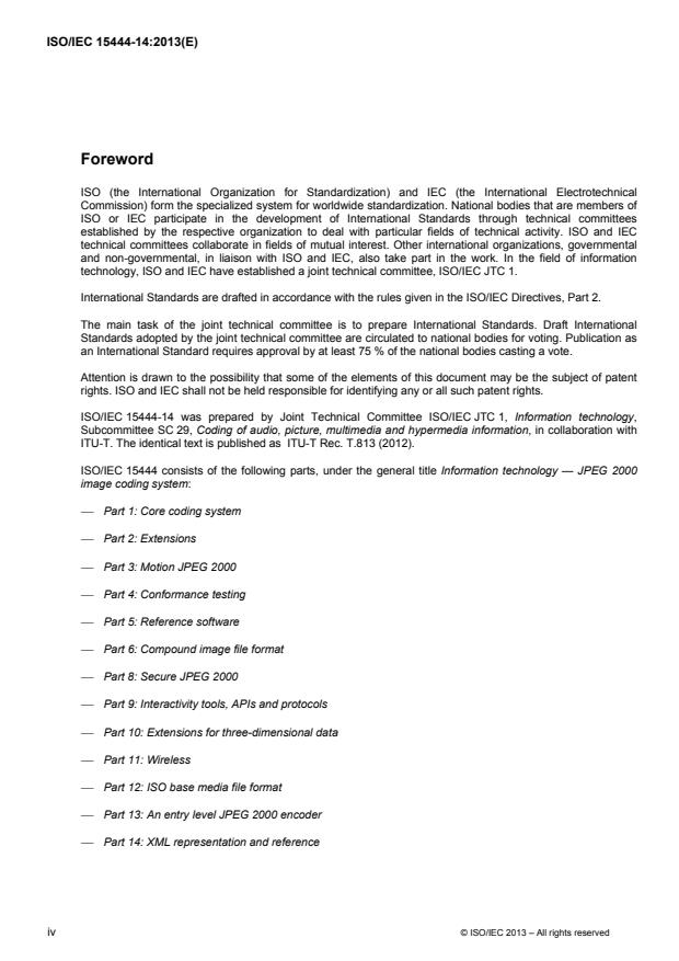 ISO/IEC 15444-14:2013 ISO/IEC 15444-14:2013 - Information technology -- JPEG 2000 image coding system - Page 4 preview