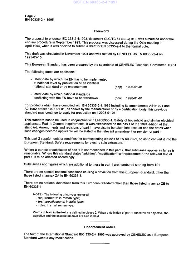 EN 60335-2-4:1995 EN 60335-2-4:1997 - Page 4 preview