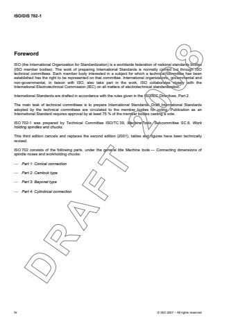 ISO 702-1:2009 ISO 702-1:2009 - Machine tools -- Connecting dimensions of spindle noses and work holding chucks - Page 4 preview
