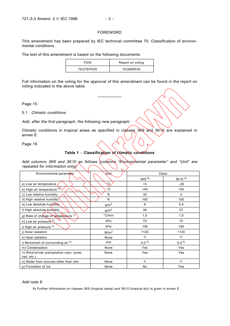 IEC 60721-3-3:1994/AMD2:1996 - Amendment 2 - Classification of environmental conditions - Part 3: Classification of groups of environmental parameters and their severities - Section 3: Stationary use at weatherprotected locations
Released:11/8/1996