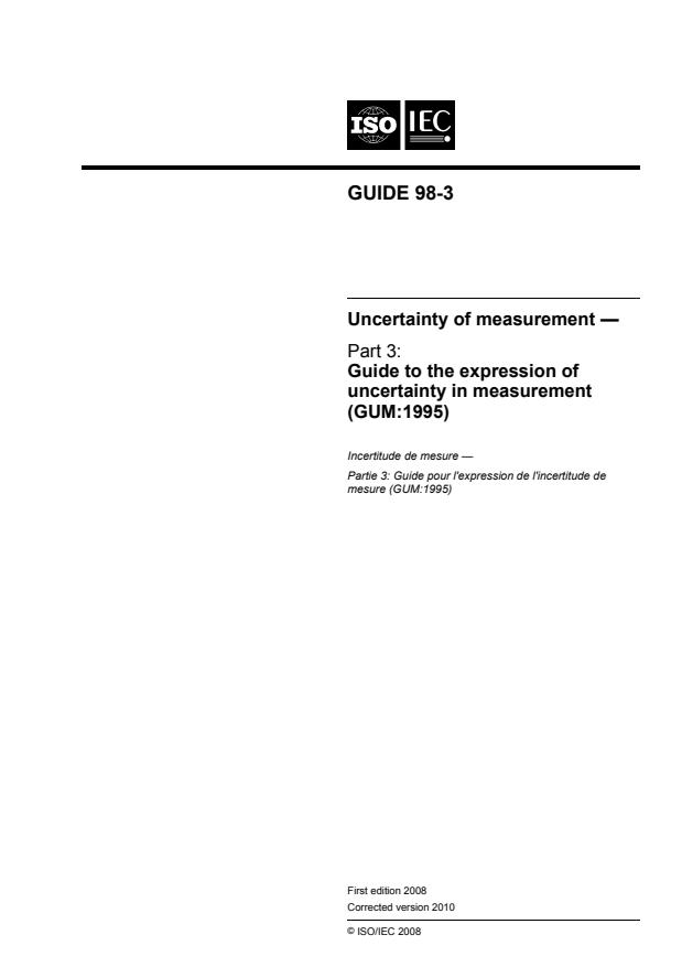 ISO/IEC Guide 98-3:2008 - Uncertainty of measurement