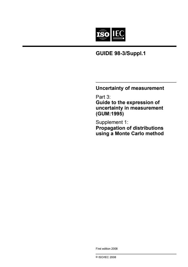 ISO/IEC Guide 98-3:2008/Suppl 1:2008 - Propagation of distributions using a Monte Carlo method
