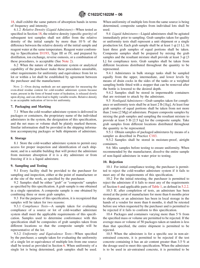 ASTM C1622/C1622M-06 - Standard Specification for Cold-Weather Admixture Systems