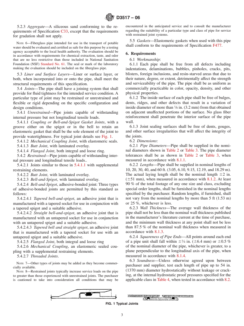 ASTM D3517-06 - Standard Specification for "Fiberglass" (Glass-Fiber-Reinforced Thermosetting-Resin) Pressure Pipe