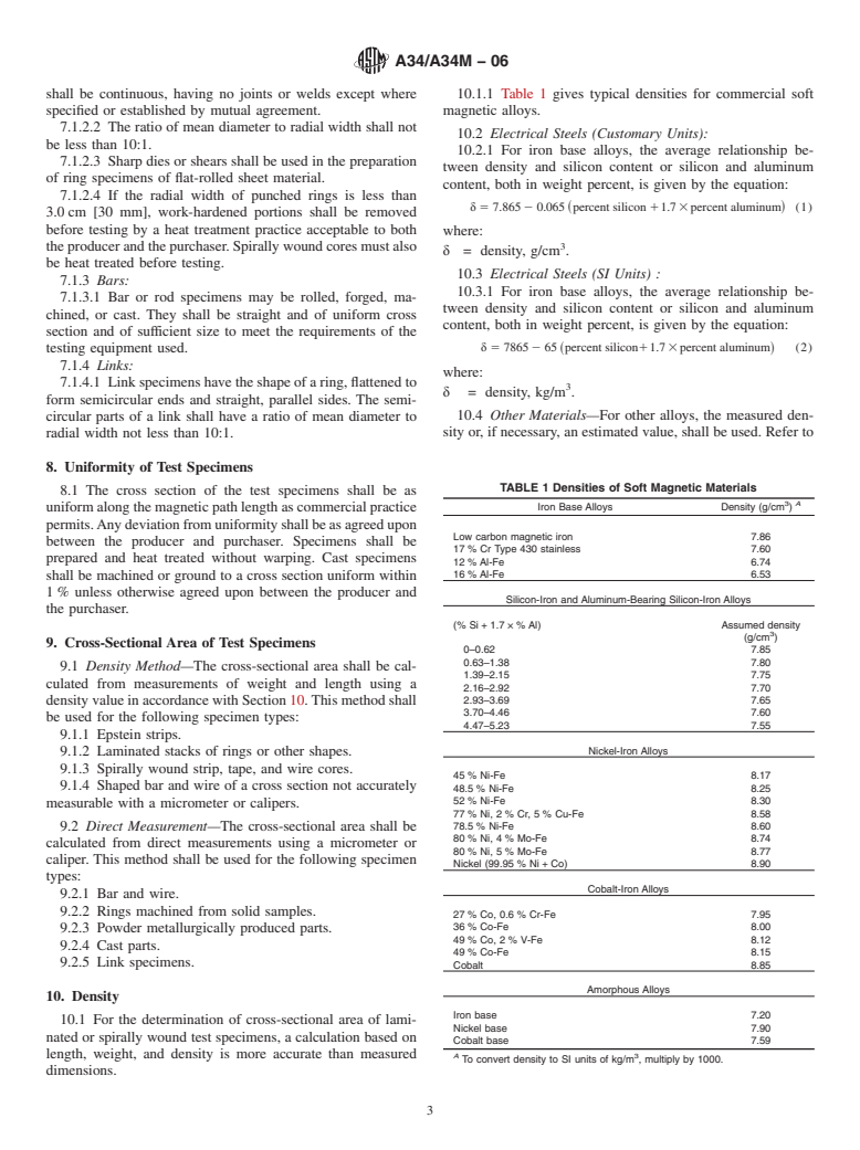 ASTM A34/A34M-06 - Standard Practice for Sampling and Procurement Testing of Magnetic Materials