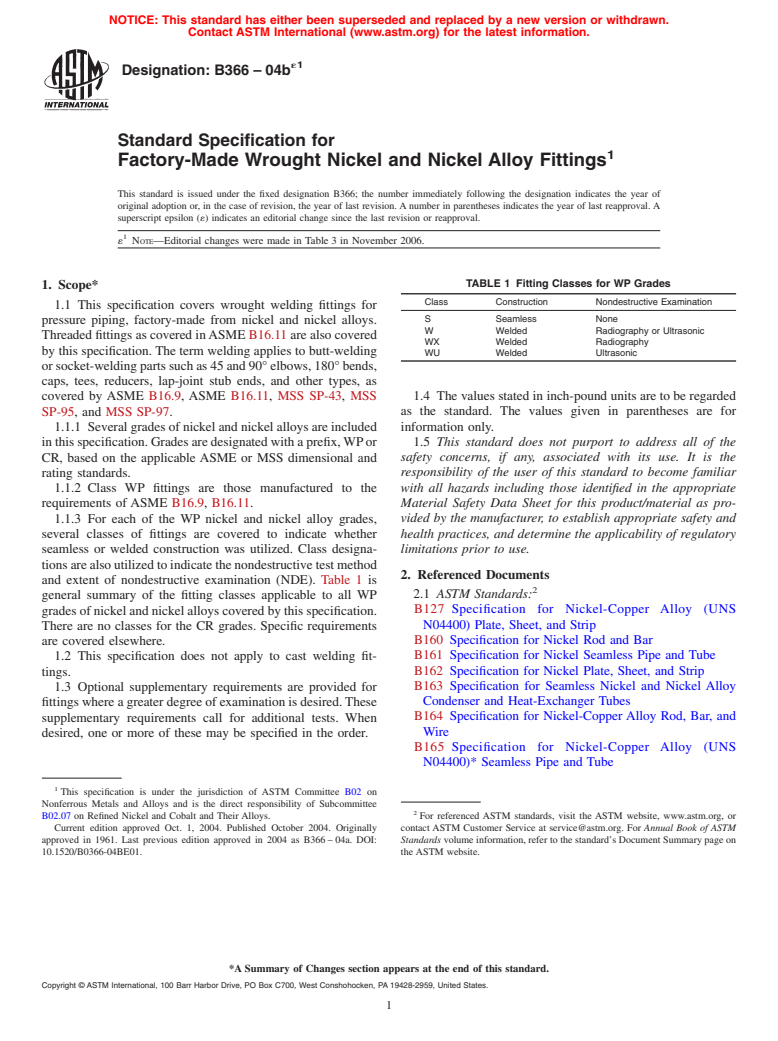 ASTM B366-04be1 - Standard Specification For Factory-Made Wrought ...