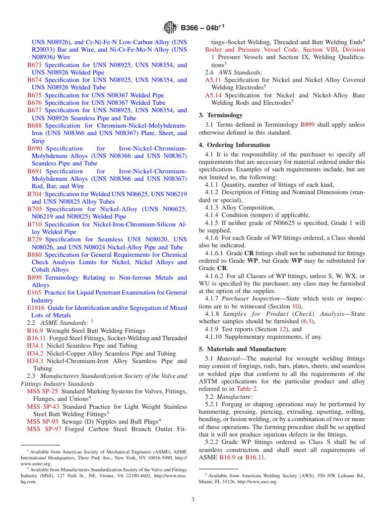 ASTM B366-04be1 - Standard Specification for Factory-Made Wrought Nickel and Nickel Alloy Fittings