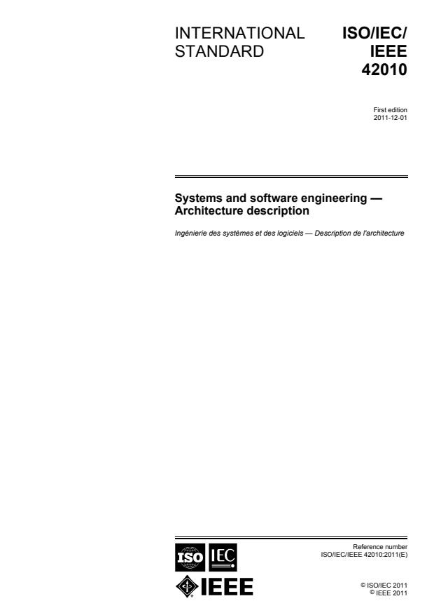 ISO/IEC/IEEE 42010:2011 - Systems and software engineering -- Architecture description