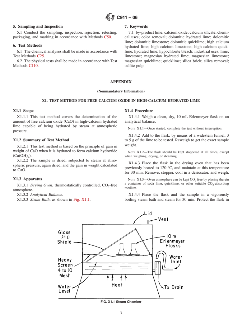 ASTM C911-06 - Standard Specification for Quicklime, Hydrated Lime, and Limestone for Selected Chemical and Industrial Uses