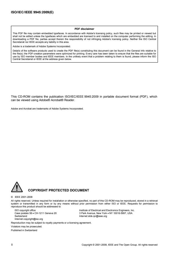 ISO/IEC/IEEE 9945:2009 ISO/IEC/IEEE 9945:2009 - Information technology -- Portable Operating System Interface (POSIX®) Base Specifications, Issue 7 - Page 2 preview