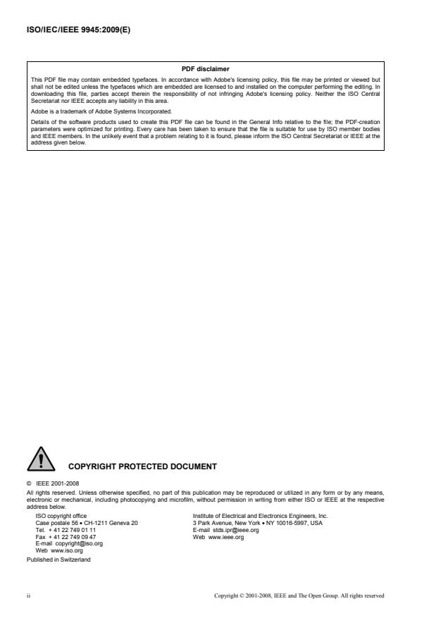 ISO/IEC/IEEE 9945:2009 ISO/IEC/IEEE 9945:2009 - Information technology -- Portable Operating System Interface (POSIX®) Base Specifications, Issue 7 - Page 2 preview