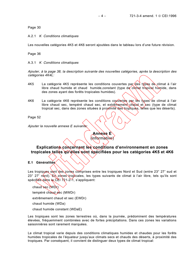 IEC 60721-3-4:1995/AMD1:1996 IEC 60721-3-4:1995/AMD1:1996 - Amendment 1 - Classification of environmental conditions - Part 3: Classification of groups of environmental parameters and their severities - Section 4: Stationary use at non-weatherprotected locations
Released:11/8/1996 - Page 4 preview