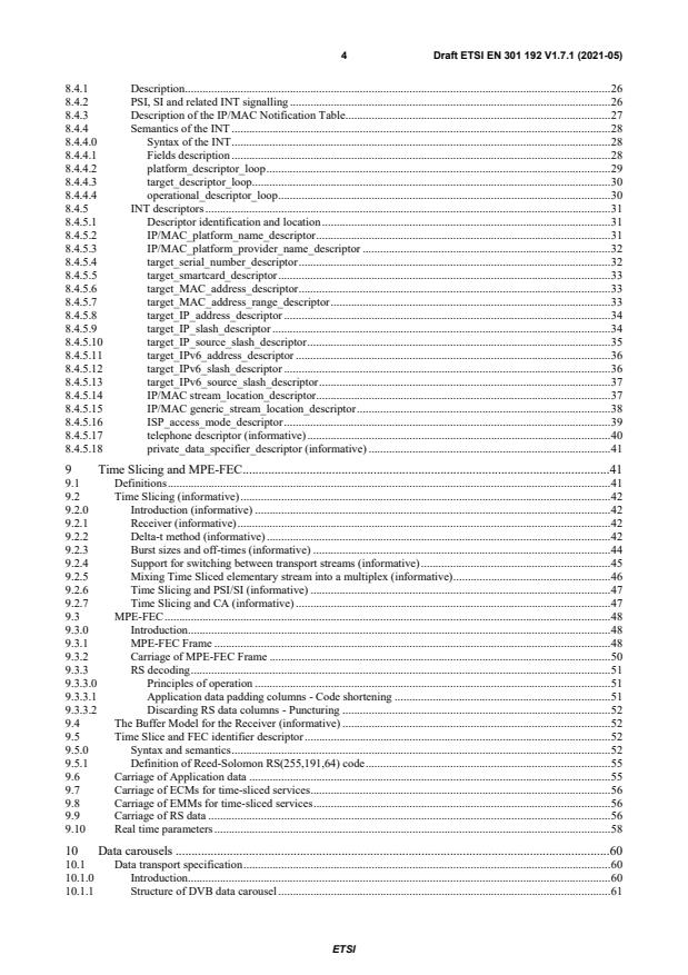 SIST EN 301 192 V1.7.1:2021 ETSI EN 301 192 V1.7.1 (2021-05) - Digital Video Broadcasting (DVB); DVB specification for data broadcasting - Page 4 preview
