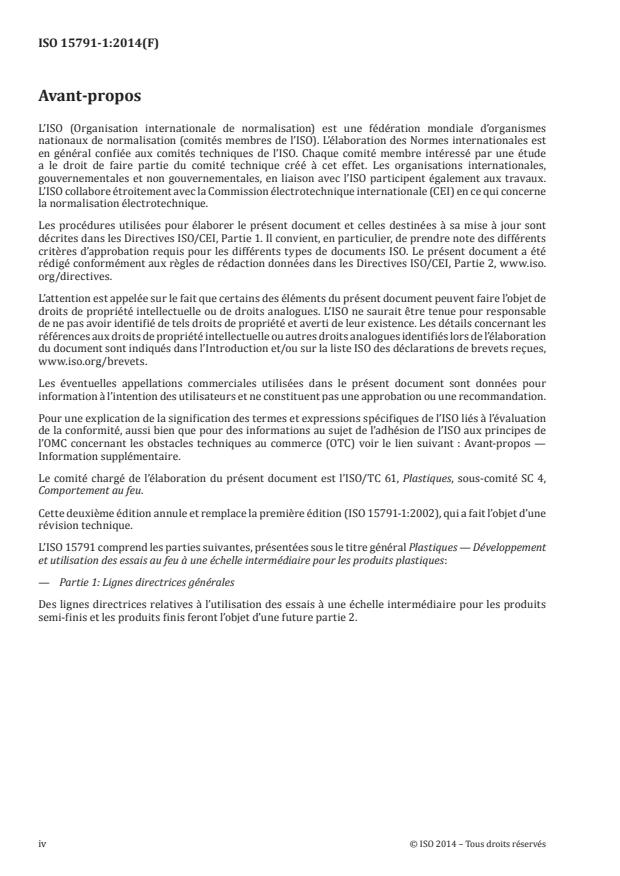 ISO 15791-1:2014 ISO 15791-1:2014 - Plastiques -- Développement et utilisation des essais au feu a une échelle intermédiaire pour les produits plastiques - Page 4 preview