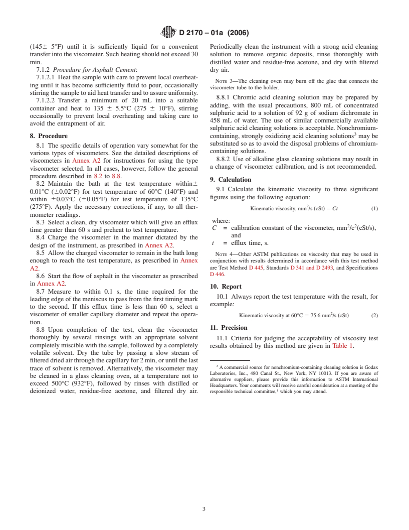 ASTM D2170-01a(2006) - Standard Test Method for Kinematic Viscosity of Asphalts (Bitumens)