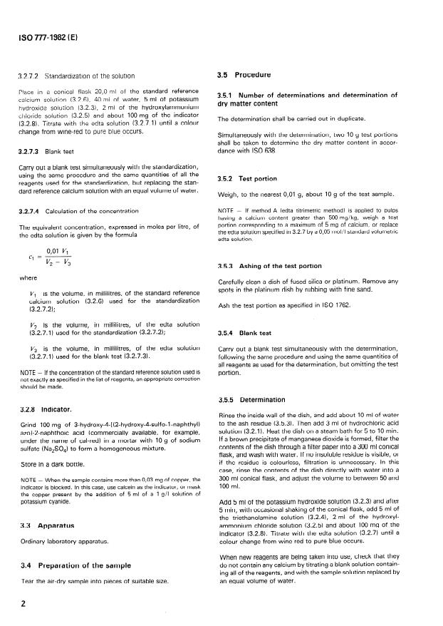 ISO 777:1982 ISO 777:1982 - Pulps -- Determination of calcium content -- EDTA titrimetric and flame atomic absorption spectrometric methods - Page 4 preview