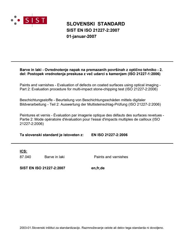 EN ISO 21227-2:2006 EN ISO 21227-2:2007 - BARVE - Page 1 preview