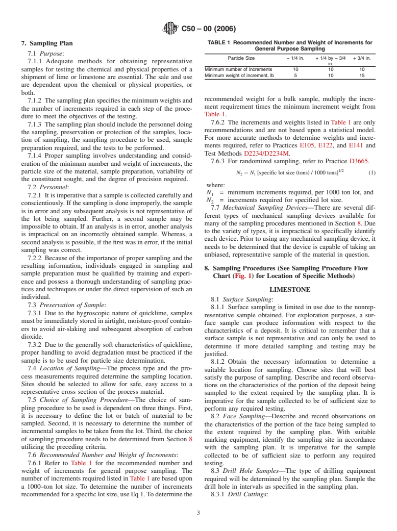 ASTM C50-00(2006) - Standard Practice for Sampling, Sample Preparation, Packaging, and Marking of Lime and Limestone Products