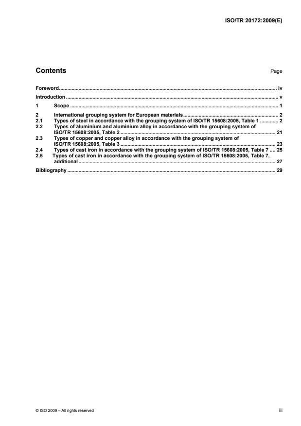 ISO/TR 20172:2009 - Welding -- Grouping systems for materials -- European materials