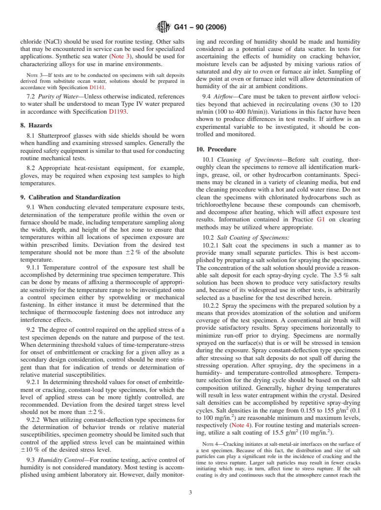 ASTM G41-90(2006) - Standard Practice for Determining Cracking Susceptibility of Metals Exposed Under Stress to a Hot Salt Environment