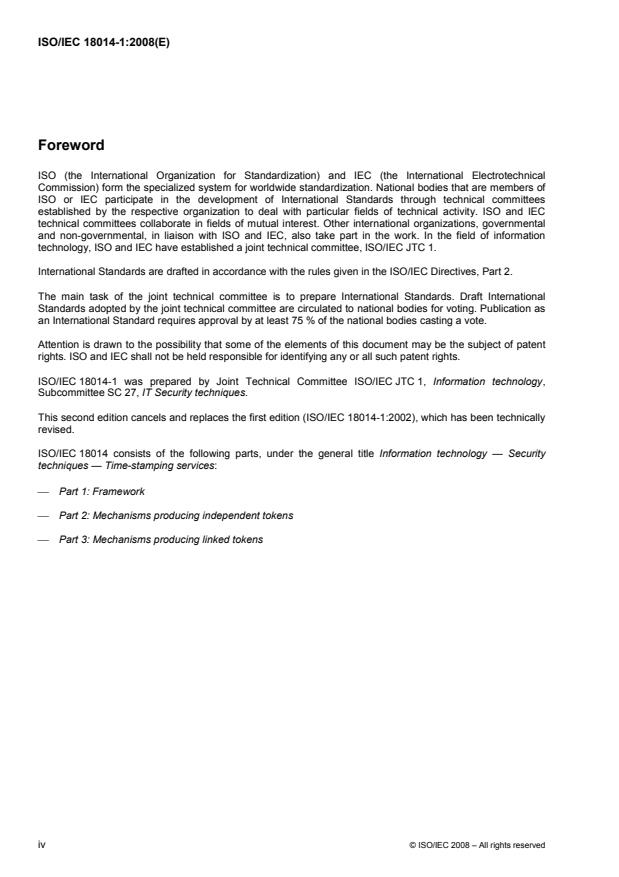 ISO/IEC 18014-1:2008 ISO/IEC 18014-1:2008 - Information technology -- Security techniques -- Time-stamping services - Page 4 preview