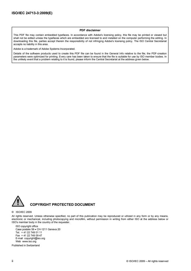 ISO/IEC 24713-3:2009 ISO/IEC 24713-3:2009 - Information technology -- Biometric profiles for interoperability and data interchange - Page 2 preview