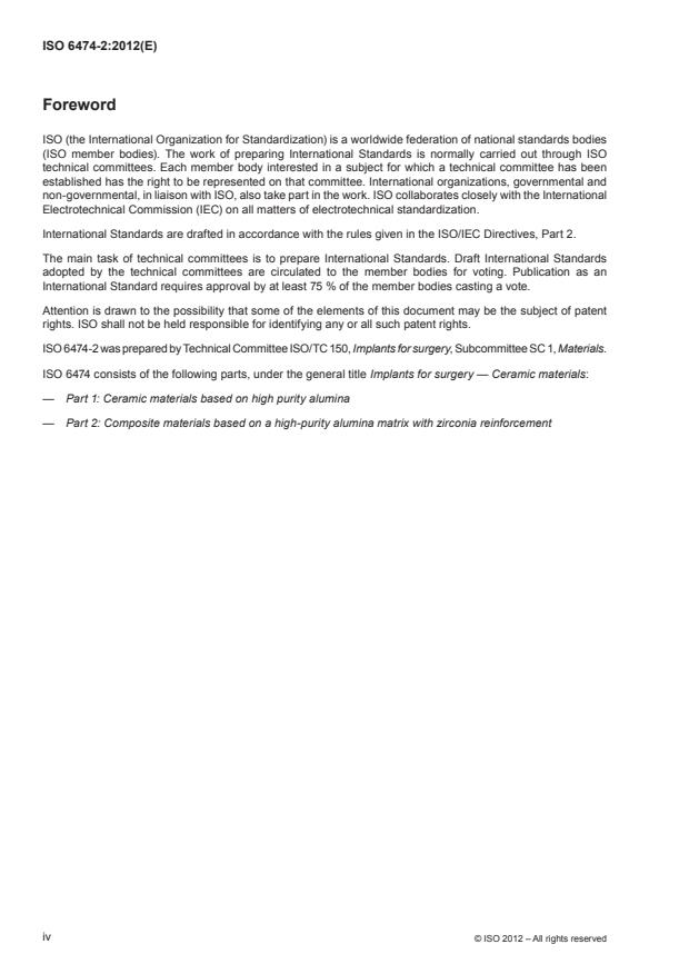 ISO 6474-2:2012 ISO 6474-2:2012 - Implants for surgery -- Ceramic materials - Page 4 preview