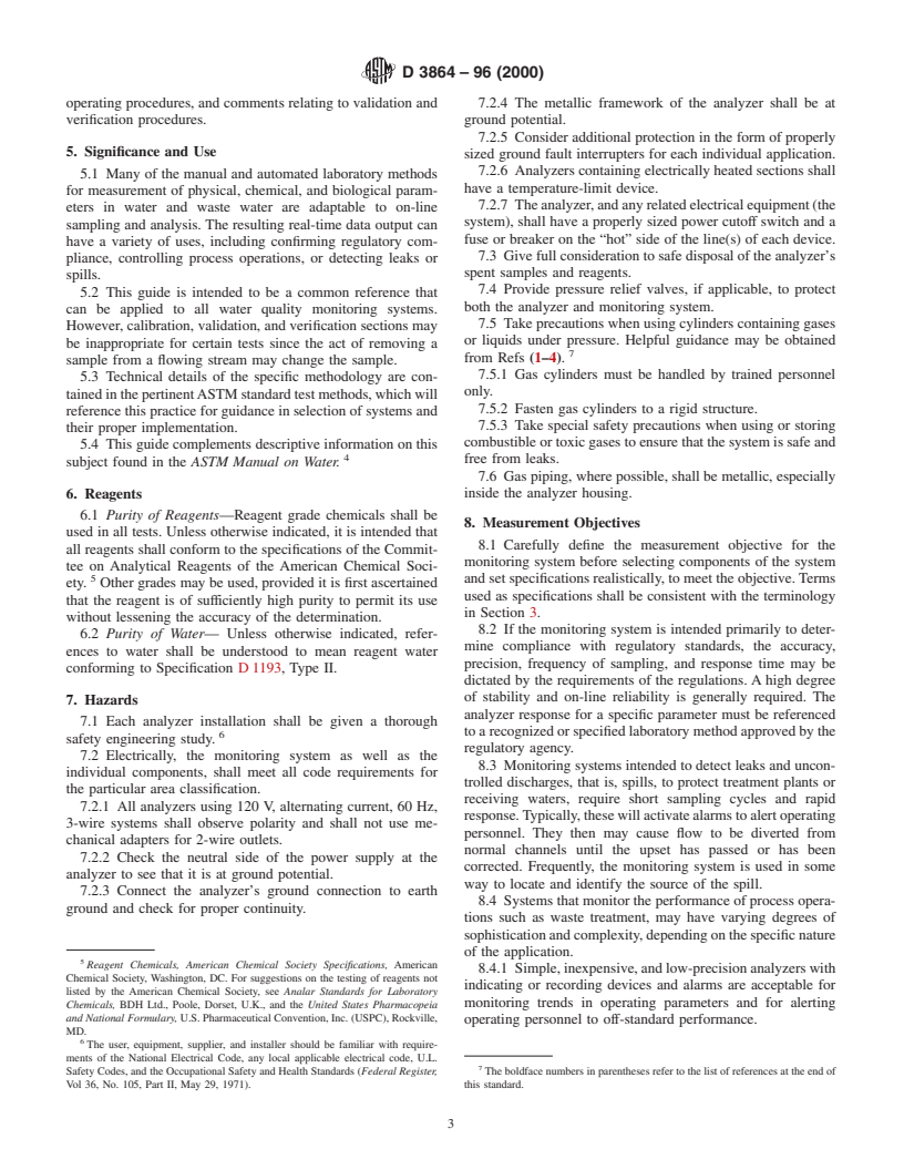 ASTM D3864-96(2000) - Standard Guide for Continual On-Line Monitoring Systems for Water Analysis