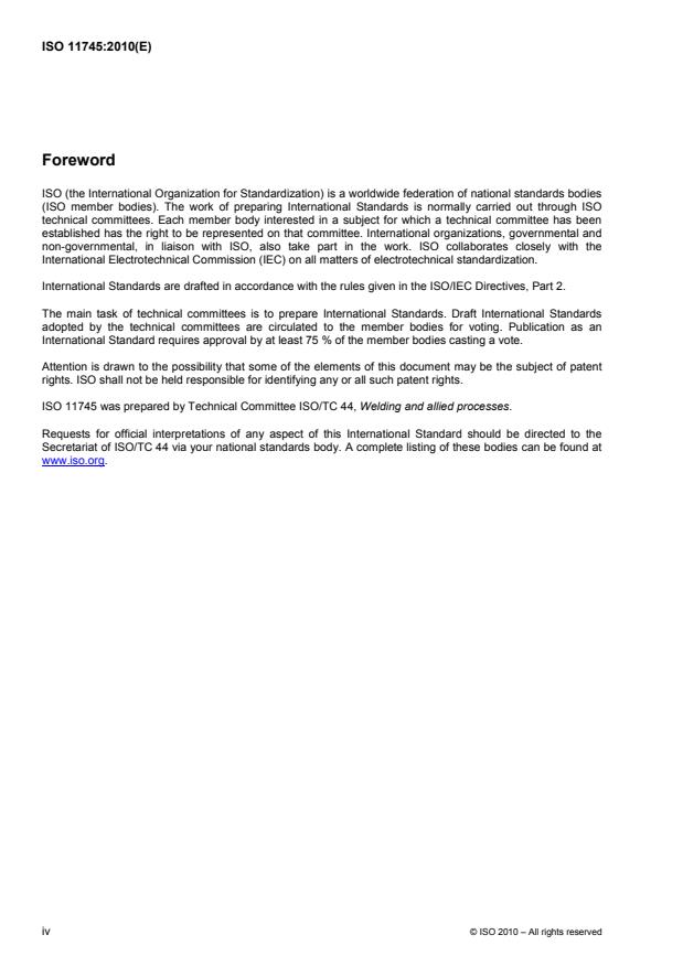 ISO 11745:2010 ISO 11745:2010 - Brazing for aerospace applications -- Qualification test for brazers and brazing operators -- Brazing of metallic components - Page 4 preview