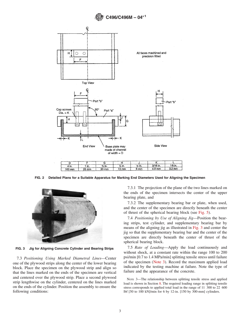 ASTM C496/C496M-04e1 - Standard Test Method for Splitting Tensile Strength of Cylindrical Concrete Specimens