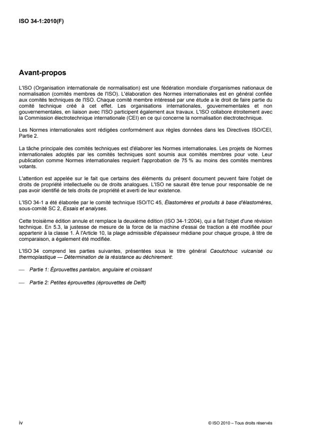 ISO 34-1:2010 ISO 34-1:2010 - Caoutchouc vulcanisé ou thermoplastique -- Détermination de la résistance au déchirement - Page 4 preview