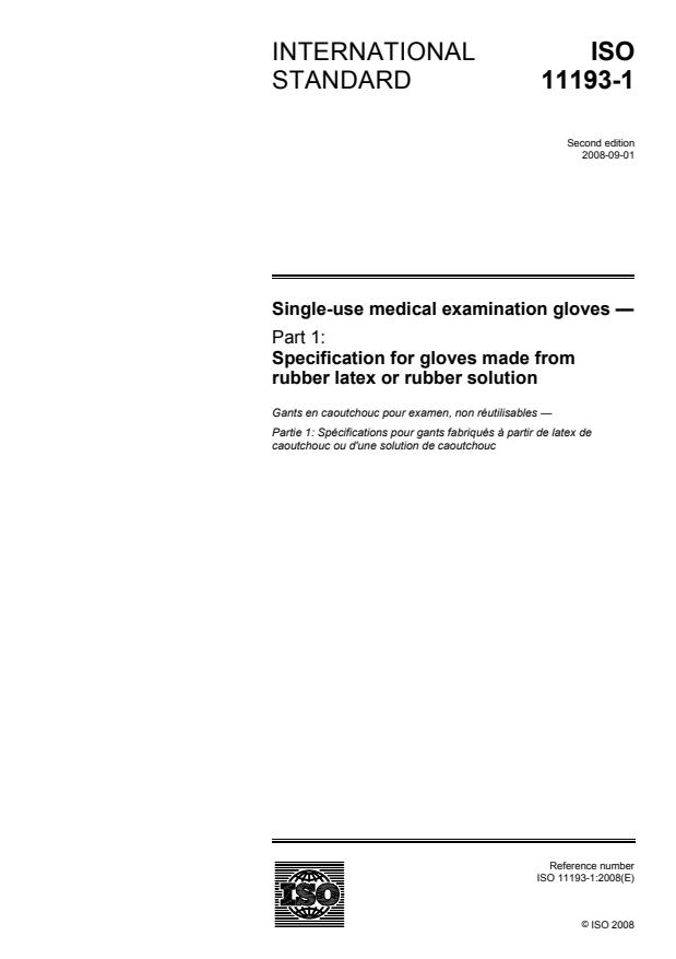 ISO 11193-1:2008 - Single-use medical examination gloves