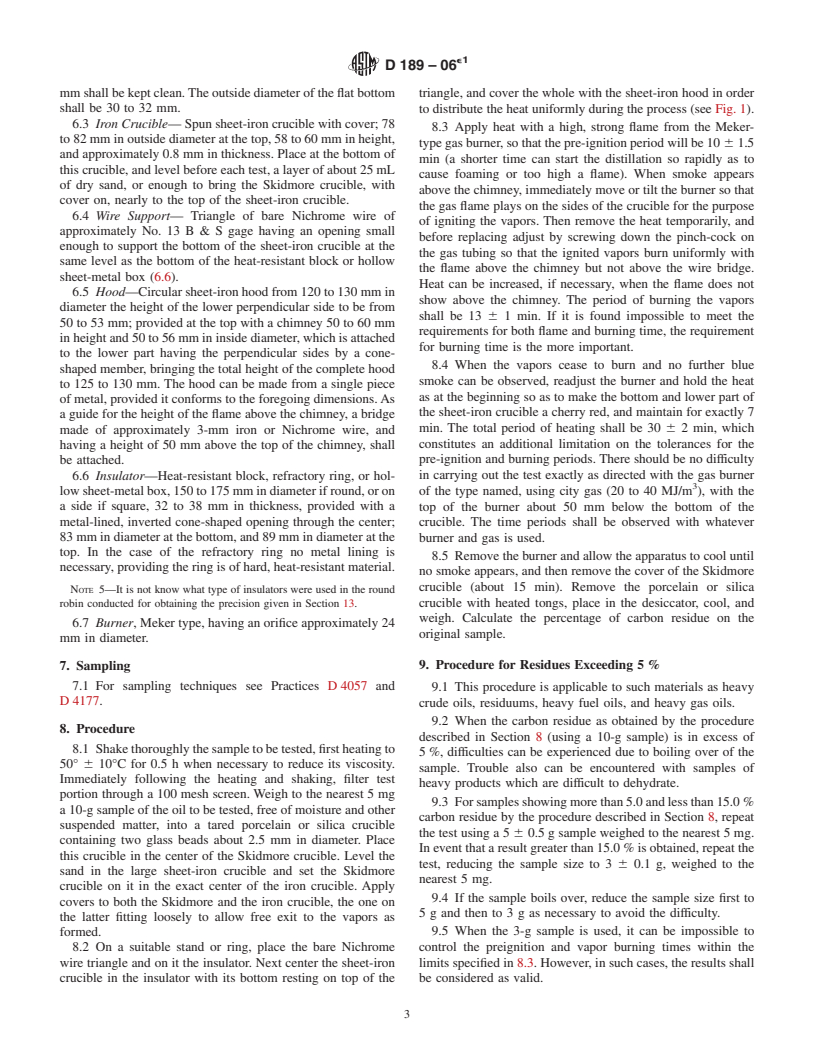 ASTM D189-06 - Standard Test Method for Conradson Carbon Residue of Petroleum Products