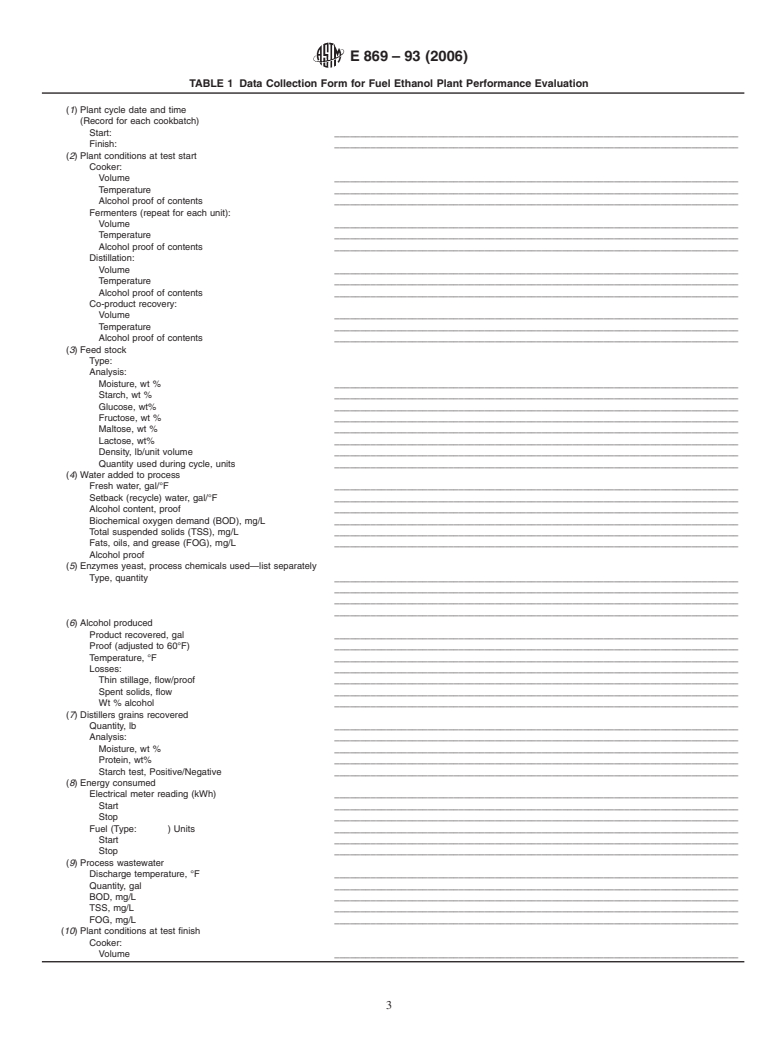 ASTM E869-93(2006) - Standard Test Method for Performance Evaluation of Fuel Ethanol Manufacturing Facilities (Withdrawn 2009)