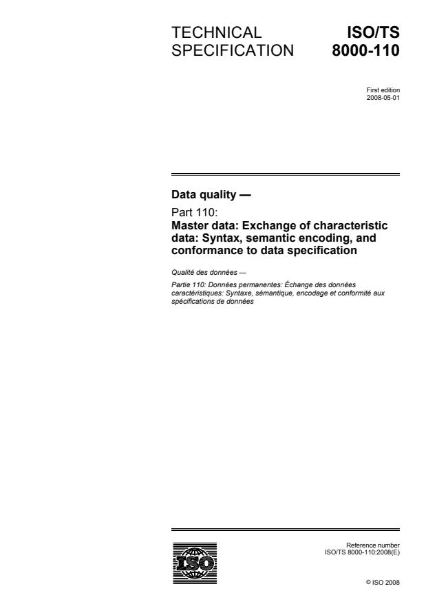 ISO/TS 8000-110:2008 - Data quality