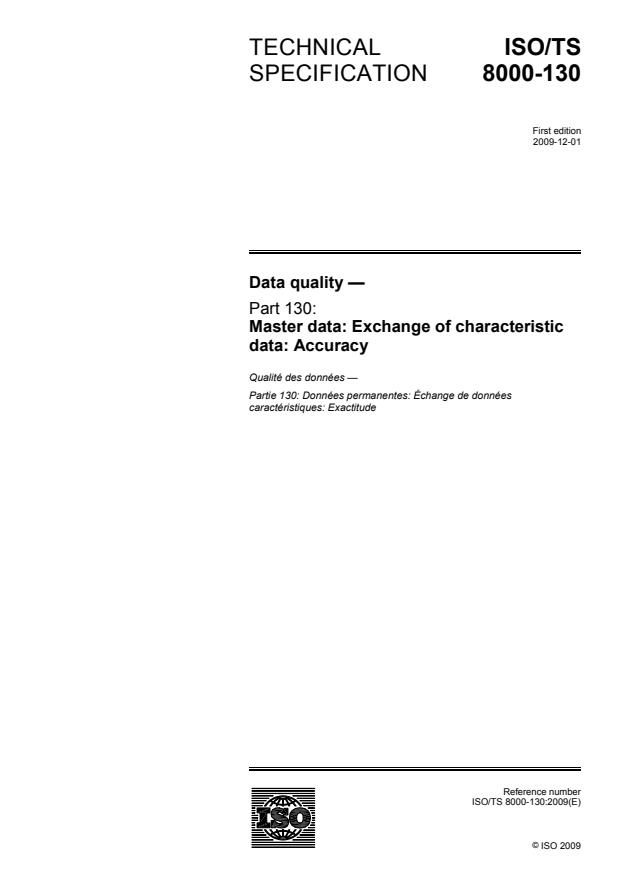 ISO/TS 8000-130:2009 - Data quality