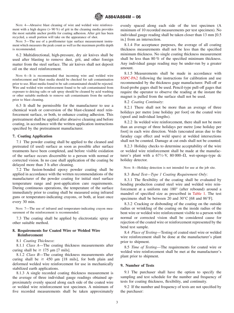 ASTM A884/A884M-06 - Standard Specification for Epoxy-Coated Steel Wire and Welded Wire Reinforcement