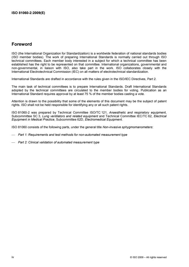 ISO 81060-2:2009 ISO 81060-2:2009 - Non-invasive sphygmomanometers - Page 4 preview