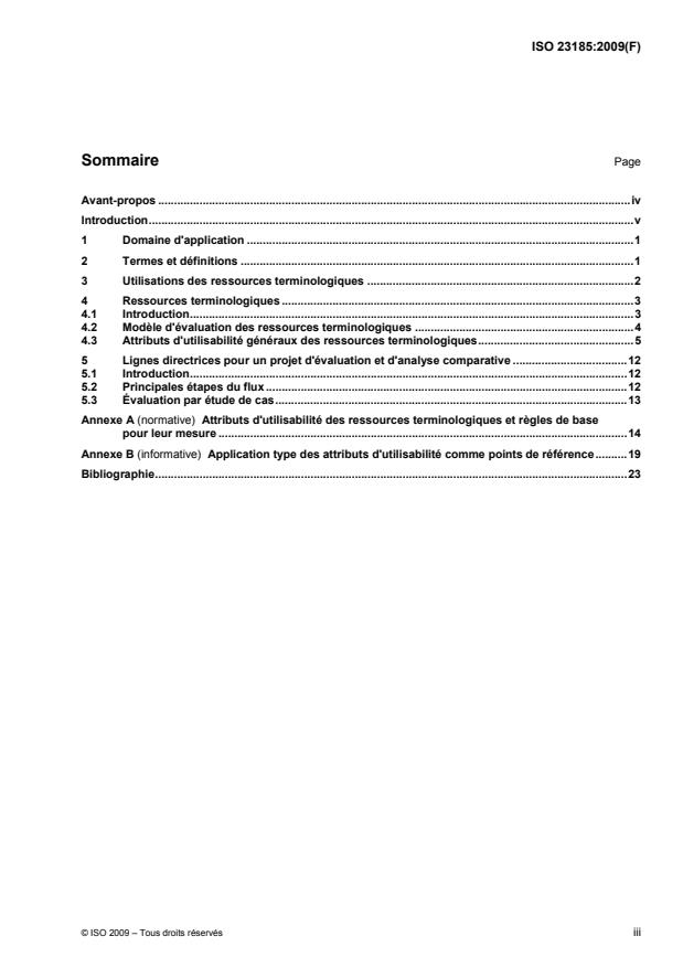 ISO 23185:2009 - Criteres d'évaluation comparative des ressources terminologiques -- Concepts, principes et exigences d'ordre général