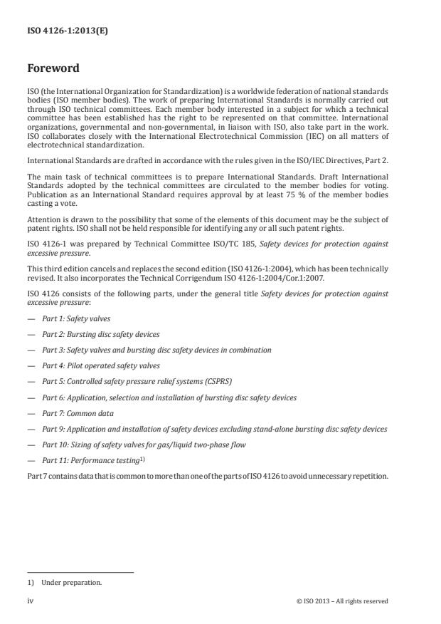 ISO 4126-1:2013 ISO 4126-1:2013 - Safety devices for protection against excessive pressure - Page 4 preview