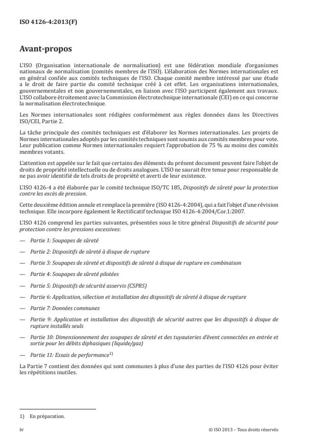 ISO 4126-4:2013 ISO 4126-4:2013 - Dispositifs de sécurité pour protection contre les pressions excessives - Page 4 preview