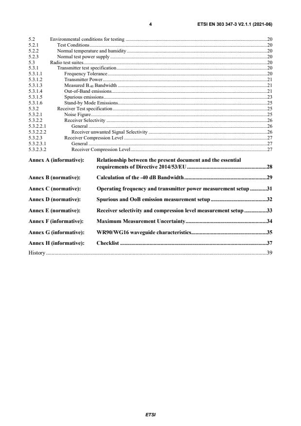 SIST EN 303 347-3 V2.1.1:2021 ETSI EN 303 347-3 V2.1.1 (2021-06) - Meteorological Radars; Harmonised Standard for access to radio spectrum; Part 3: Meteorological Radar Sensor operating in the frequency band 9 300 MHz to 9 500 MHz (X band) - Page 4 preview