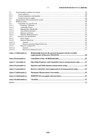 SIST EN 303 347-3 V2.1.1:2021 ETSI EN 303 347-3 V1.1.3 (2020-06) - Meteorological Radars; Harmonised Standard for access to radio spectrum; Part 3: Meteorological Radar Sensor operating in the frequency band 9 300 MHz to 9 500 MHz (X band) - Page 4 preview
